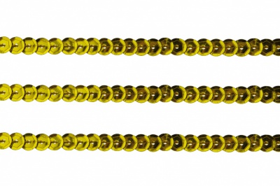 Пайетки "ОмТекс" на нитях, SILVER-BASE, 6 мм С / упак.73+/-1м, цв. А-1 - т.золото - купить в Нижнем Новгороде. Цена: 468.37 руб.