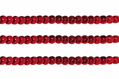 Пайетки "ОмТекс" на нитях, SILVER-BASE, 6 мм С / упак.73+/-1м, цв. 3 - красный - купить в Нижнем Новгороде. Цена: 468.37 руб.