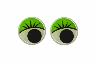 Глазки для игрушек, круглые, с бегающими зрачками, 15 мм/упак.50+/-2 шт, цв. -зеленый - купить в Нижнем Новгороде. Цена: 113.01 руб.