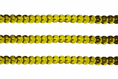 Пайетки "ОмТекс" на нитях, SILVER-BASE, 6 мм С / упак.73+/-1м, цв. 7 - св.золото - купить в Нижнем Новгороде. Цена: 468.37 руб.