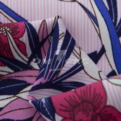Плательная ткань "Фламенко" 18.1, 80 гр/м2, шир.150 см, принт растительный - купить в Нижнем Новгороде. Цена 239.03 руб.