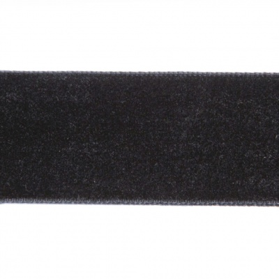Лента бархатная нейлон, шир.25 мм, (упак. 45,7м), цв.03-черный - купить в Нижнем Новгороде. Цена: 809.01 руб.