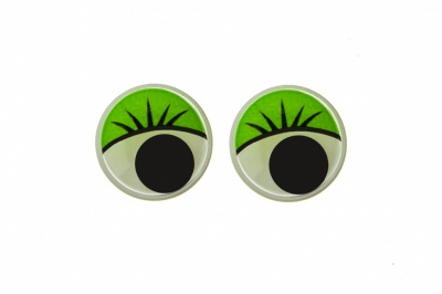 Глазки для игрушек, круглые, с бегающими зрачками, 12 мм/упак.50+/-2 шт, цв. -зеленый - купить в Нижнем Новгороде. Цена: 95.04 руб.
