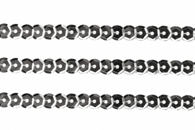 Пайетки "ОмТекс" на нитях, SILVER-BASE, 6 мм С / упак.73+/-1м, цв. 1 - серебро - купить в Нижнем Новгороде. Цена: 468.37 руб.