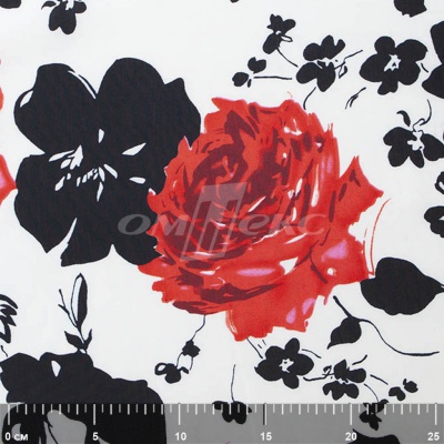 Плательная ткань "Фламенко" 22.1, 80 гр/м2, шир.150 см, принт растительный - купить в Нижнем Новгороде. Цена 239.03 руб.